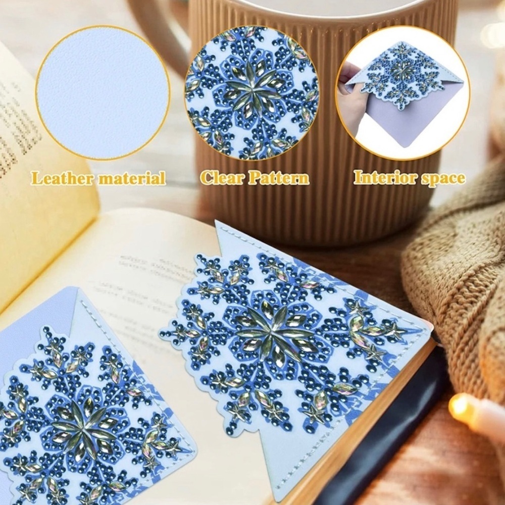 Diamond Art SNOWFLAKE 03 Corner Bookmark, Blue, White, Sparkly, Bling - Picture 10 of 17